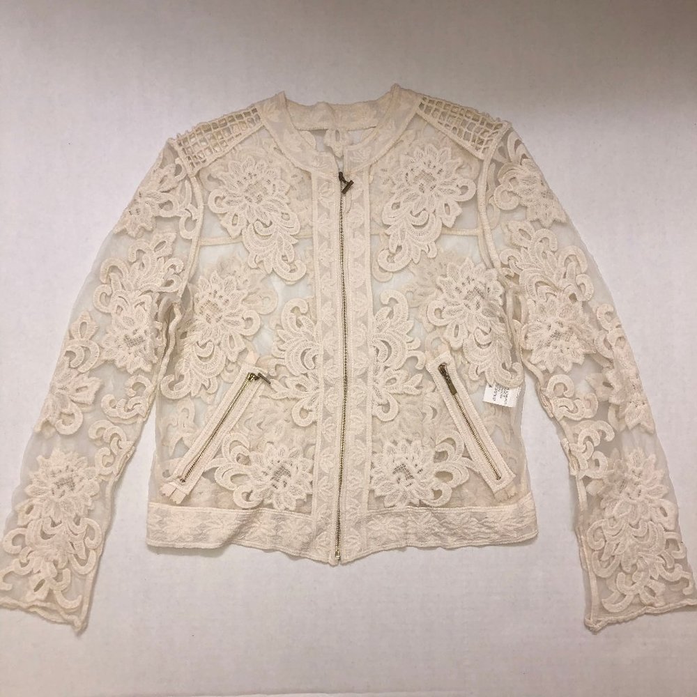 Gorgeous Vintage Boutique Zip Up Lace Jacket